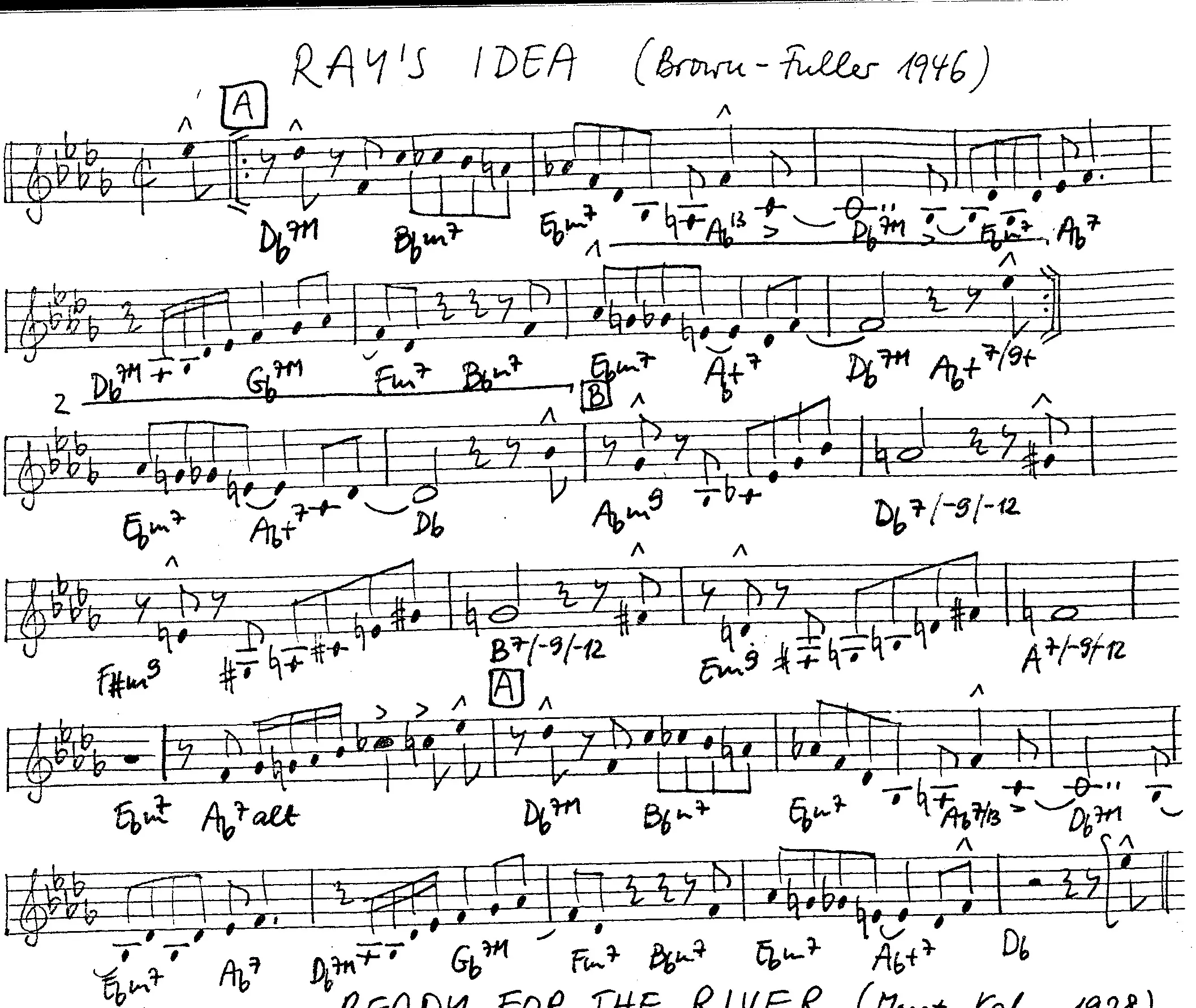 ray's idea free jazz leadsheet - Courtesy of the Jungle Jazz Band